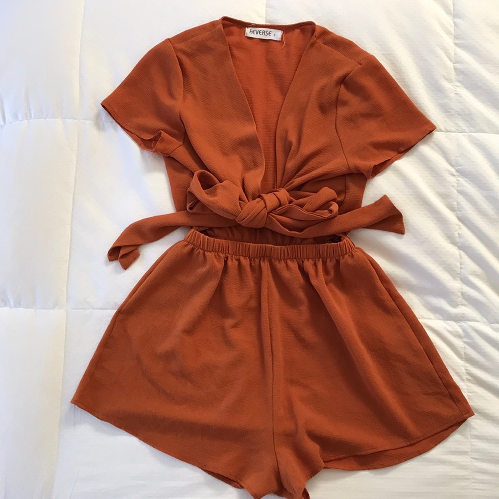 Reverse Front Tie Romper